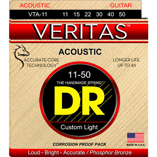 DR DR Veritas Coated Core Technology Acoustic Guitar Strings: Custom Light 11-50