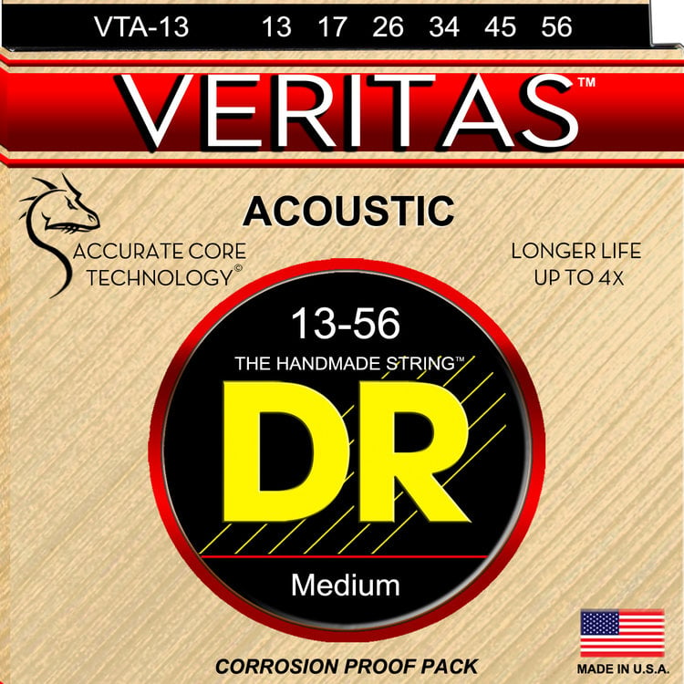 DR DR Veritas Coated Core Technology Acoustic Guitar Strings: Medium 13-56