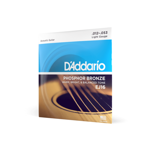 D'Addario D'Addario EJ16 Phosphor Bronze Acoustic Guitar Strings, Light, 12-53 D'Addario D'Addario EJ16 Phosphor Bronze Acoustic Guitar Strings, Light, 12-53