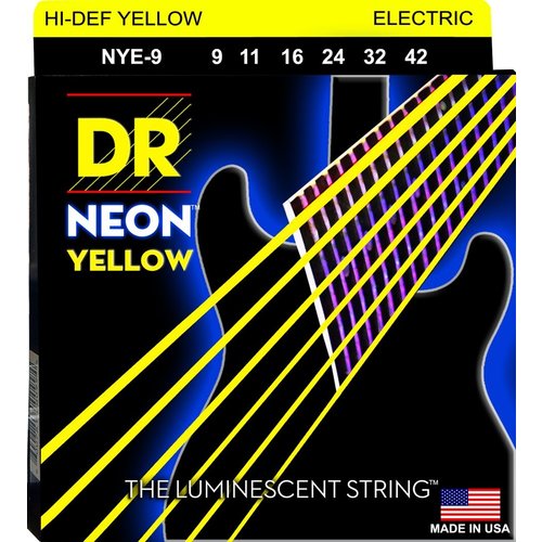 DR DR Hi-Def Neon Yellow Colored Electric Guitar Strings: Light 9-42 DR DR Hi-Def Neon Yellow Colored Electric Guitar Strings: Light 9-42