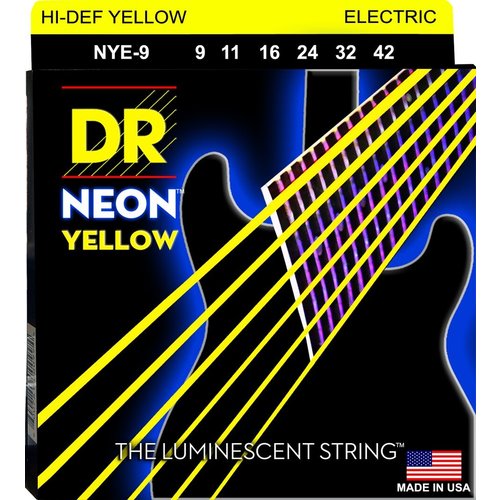 DR DR Hi-Def Neon Yellow Colored Electric Guitar Strings: Light 9-42