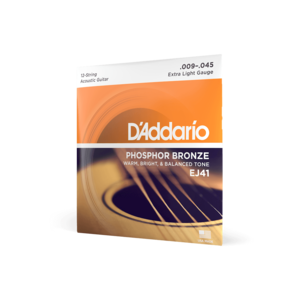 D'Addario 09-45 Extra Light 12-String, Phosphor Bronze Acoustic Guitar Strings