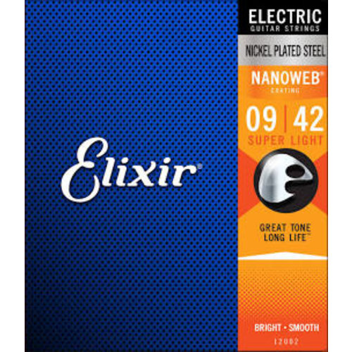 Elixir Elixir Nanoweb Electric Guitar Strings - Super Light 9-42 Elixir Elixir Nanoweb Electric Guitar Strings - Super Light 9-42