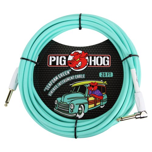 Pig Hog Pig Hog “Seafoam Green“ Instrument Cable, 20ft Right Angle Pig Hog Pig Hog “Seafoam Green“ Instrument Cable, 20ft Right Angle