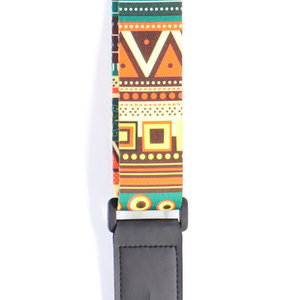 Poly Uke Strap - Green/Orange Geometric