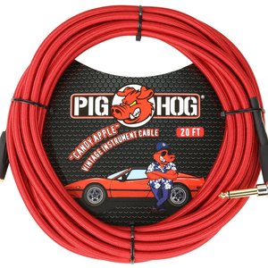Pig Hog Pig Hog "Candy Apple Red" Instrument Cable, 20ft Right Angle