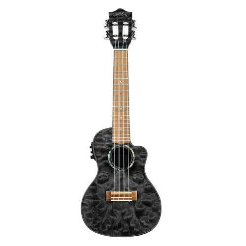 Lanikai Lanikai Quilted Maple Black Cutaway Electric Concert Ukulele w/Gig Bag Lanikai Lanikai Quilted Maple Black Cutaway Electric Concert Ukulele w/Gig Bag