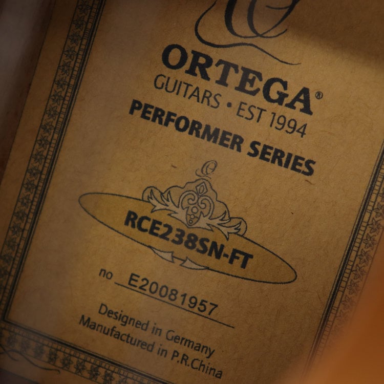 Ortega Ortega RCE238SN-FT - Solid Top Acoustic/Electric Nylon String Guitar - Performer Series - w/ Bag