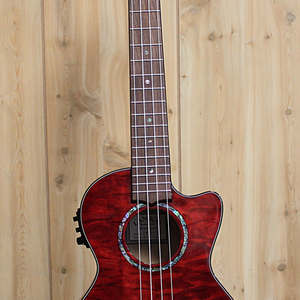 Lanikai Lanikai Quilted Maple Cutaway Electric Tenor Ukulele in Trans Red w/Case