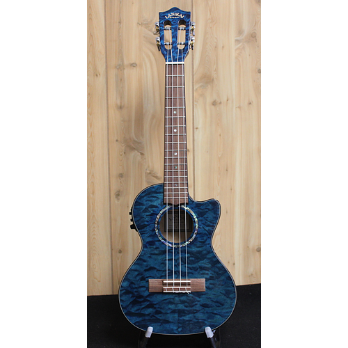 Lanikai Lanikai Quilted Maple Blue Cutaway Electric Tenor Ukulele w/Foam Case Lanikai Lanikai Quilted Maple Blue Cutaway Electric Tenor Ukulele w/Foam Case