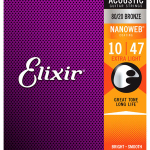 Elixir Elixir 80/20 Nanoweb Acoustic Guitar Strings - Extra Light 10-47