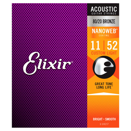 Elixir Elixir 80/20 Nanoweb Acoustic Guitar Strings - Custom Light 11-52