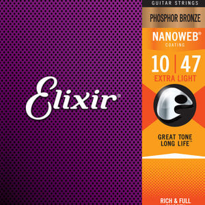 Elixir Elixir Phosphor Bronze Nanoweb Acoustic Guitar Strings - Extra Light 10-47