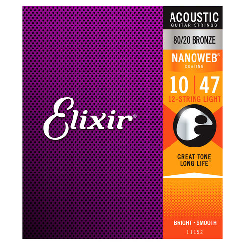 Elixir Elixir 80/20 Nanoweb Acoustic Guitar Strings - 12-String Light 10-27/47