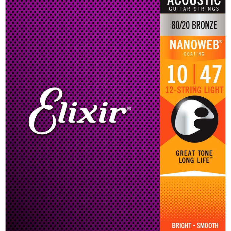 Elixir Elixir 80/20 Nanoweb Acoustic Guitar Strings - 12-String Light 10-27/47