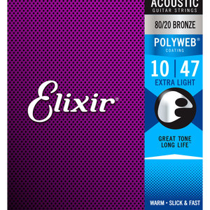 Elixir Elixir 80/20 Polyweb Acoustic Guitar Strings - Extra Light 10-47