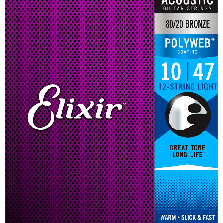 Elixir Elixir 80/20 Polyweb Acoustic Guitar Strings -  12-String Light 10-47