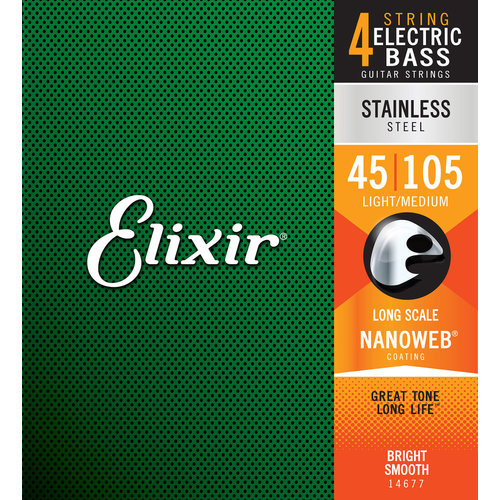 Elixir Elixir Nanoweb Stainless Steel Bass Guitar Strings - Medium 45-105