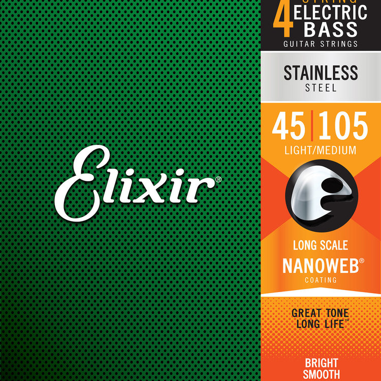 Elixir Elixir Nanoweb Stainless Steel Bass Guitar Strings - Medium 45-105