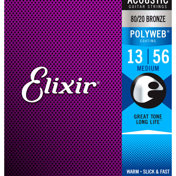 Elixir Elixir 80/20 Polyweb Acoustic Guitar Strings - Medium 13-56