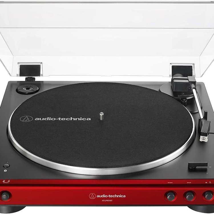 Audio-Technica AT-LP60XBT Fully Automatic Wireless Belt-Drive Turntable -  Red/Black - B's Music Shop