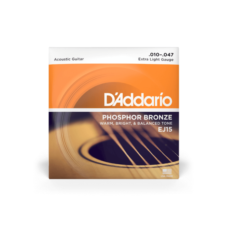 D'Addario D'Addario EJ15 Phosphor Bronze Acoustic Guitar Strings, Extra Light, 10-47