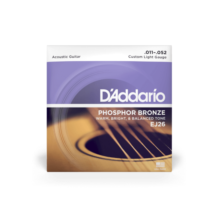 D'Addario 11-52 Custom Light, Phosphor Bronze Acoustic Guitar Strings