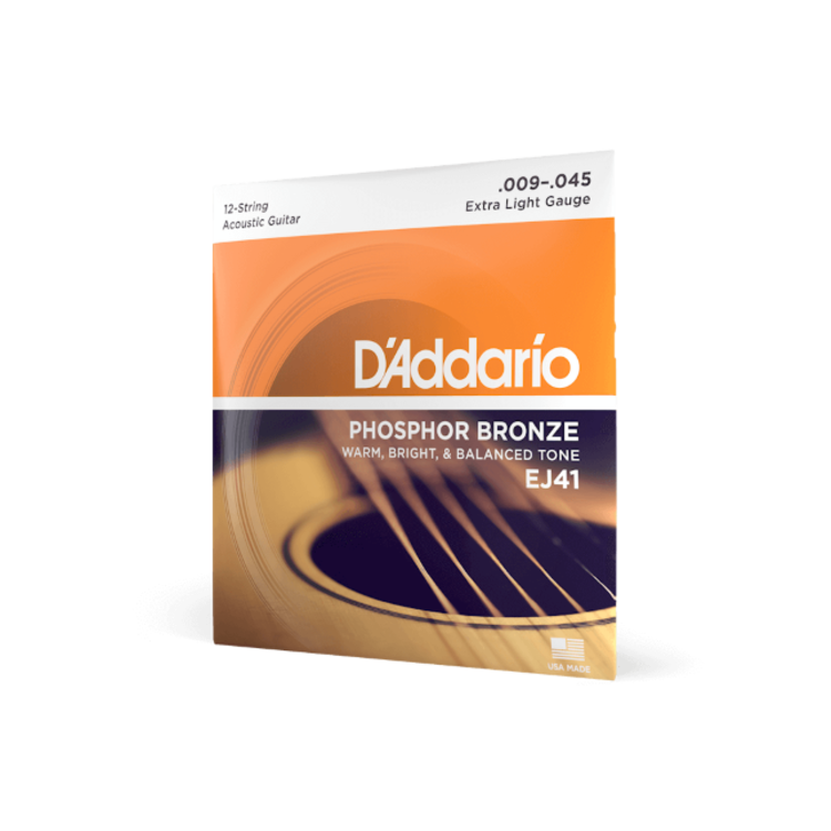 D'Addario 09-45 Extra Light 12-String, Phosphor Bronze Acoustic Guitar Strings