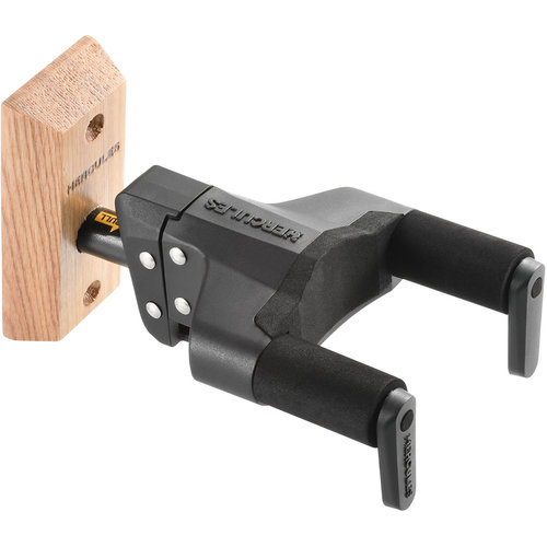 Hercules Hercules PLUS Series Universal AutoGrip Wall Mount Guitar Hanger w/Wood Base, Short Arm Hercules Hercules PLUS Series Universal AutoGrip Wall Mount Guitar Hanger w/Wood Base, Short Arm
