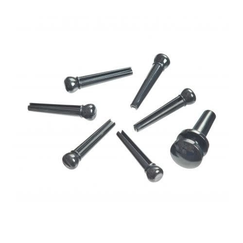 D'Addario D'Addario Injected Molded Bridge Pins with End Pin, Set of 7, Ebony