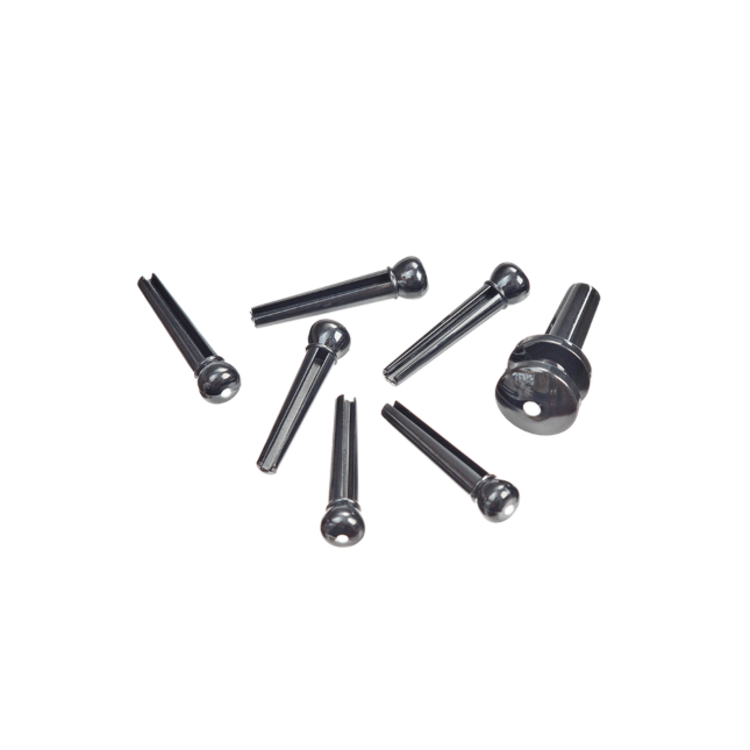 D'Addario D'Addario Injected Molded Bridge Pins with End Pin Set, Ebony with Ivory Dot