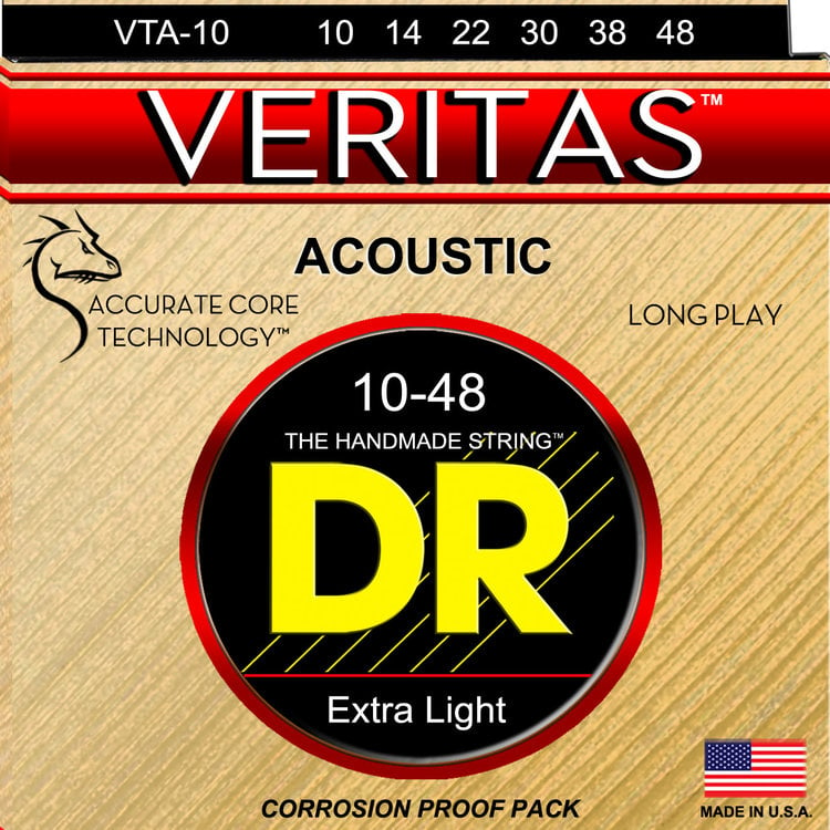 DR DR Veritas Coated Core Technology Acoustic Guitar Strings: Extra Light 10-48