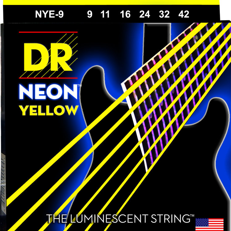DR DR Hi-Def Neon Yellow Colored Electric Guitar Strings: Light 9-42
