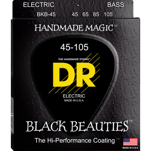 DR DR Black Beauties Black Colored Bass Strings: Medium 45-105