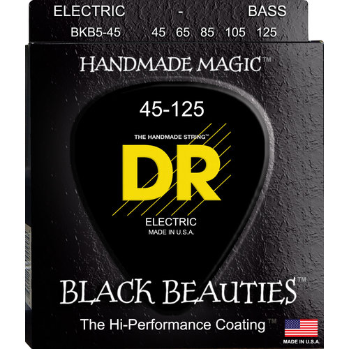 DR DR Black Beauties Black Colored Bass Strings: 5-String Medium 45-125 DR DR Black Beauties Black Colored Bass Strings: 5-String Medium 45-125