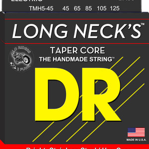 DR DR Long Necks Tapered Stainless Steel Bass Strings: 5-String Medium 45-125
