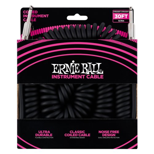 Ernie Ball Ernie Ball 30' Coiled Straight / Straight Instrument Cable - Black Ernie Ball Ernie Ball 30' Coiled Straight / Straight Instrument Cable - Black