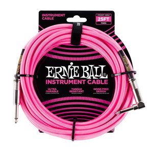 Ernie Ball Ernie Ball 25' Braided Straight / Angle Instrument Cable - Neon Pink