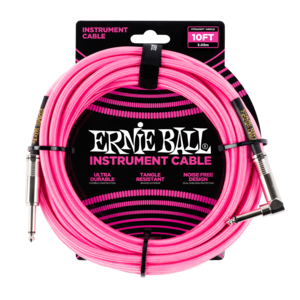 Ernie Ball Ernie Ball 10' Braided Straight / Angle Instrument Cable - Neon Pink