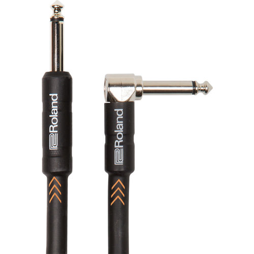 Roland Roland 10ft Instrument Cable, Angled/Straight 1/4" jack - Black Series Roland Roland 10ft Instrument Cable, Angled/Straight 1/4" jack - Black Series