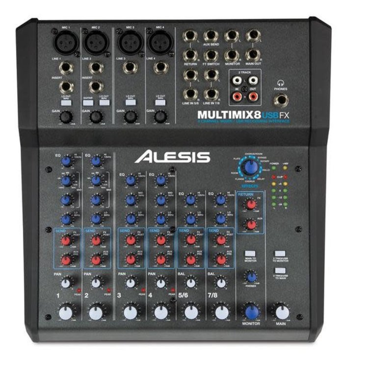 Alesis Alesis MultiMix 8 USB FX - 8-Channel Mixer/Recording Interface w/Effect