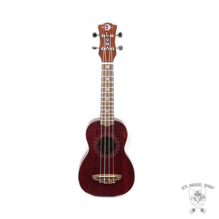 Luna Guitars Luna Vintage Mahogany Soprano Ukulele - Red Satin