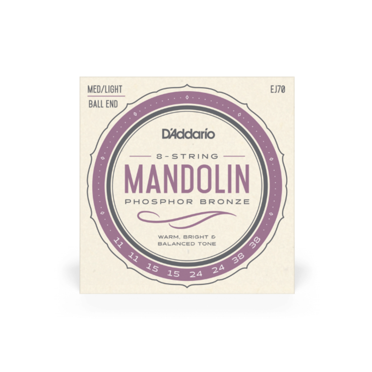 D'Addario D'Addario EJ70 Phosphor Bronze Mandolin Strings, Ball End, Medium/Light, 11-38