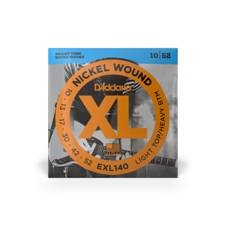 D'Addario 10-52 Light Top/Heavy Bottom, XL Nickel Electric Guitar Strings