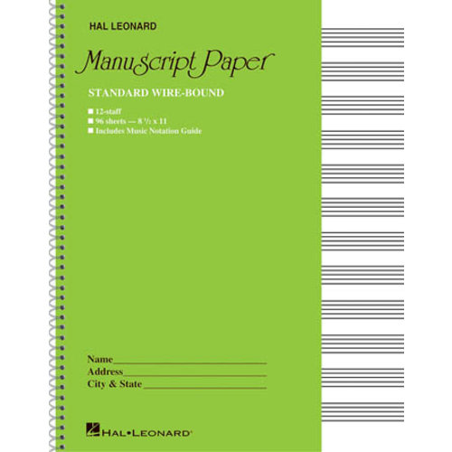 Hal Leonard Standard Wirebound Manuscript Paper (Green Cover)