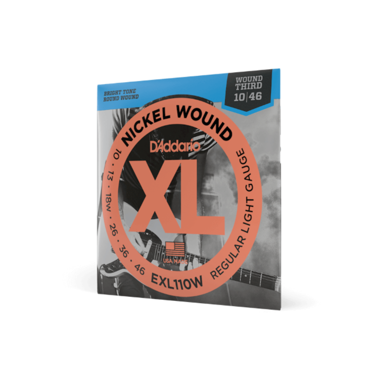 D'Addario 10-46 Regular Light Wound Third, XL Nickel Electric Guitar Strings