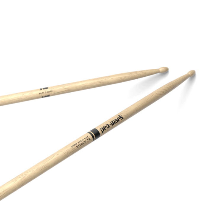 Promark ProMark Classic Attack 7A Shira Kashi Oak Drumstick, Oval Wood Tip