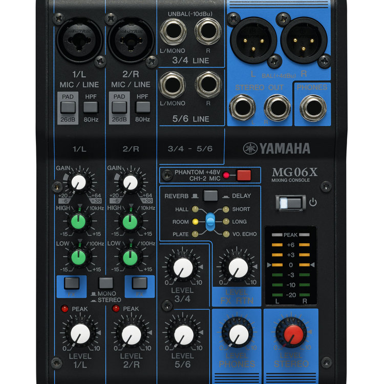 Yamaha Yamaha MG06X 6-input stereo mixer  SPX effects  2 mic inputs, 2 stereo inputs
