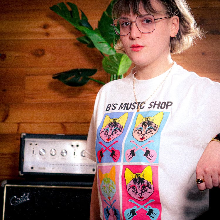 B's Music Shop B's Music Shop Pop Art Danger Cat Shirt