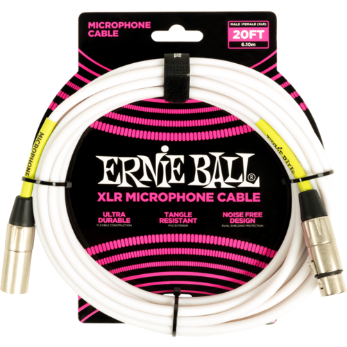 Ernie Ball Ernie Ball 20' XLR Microphone Cable, White